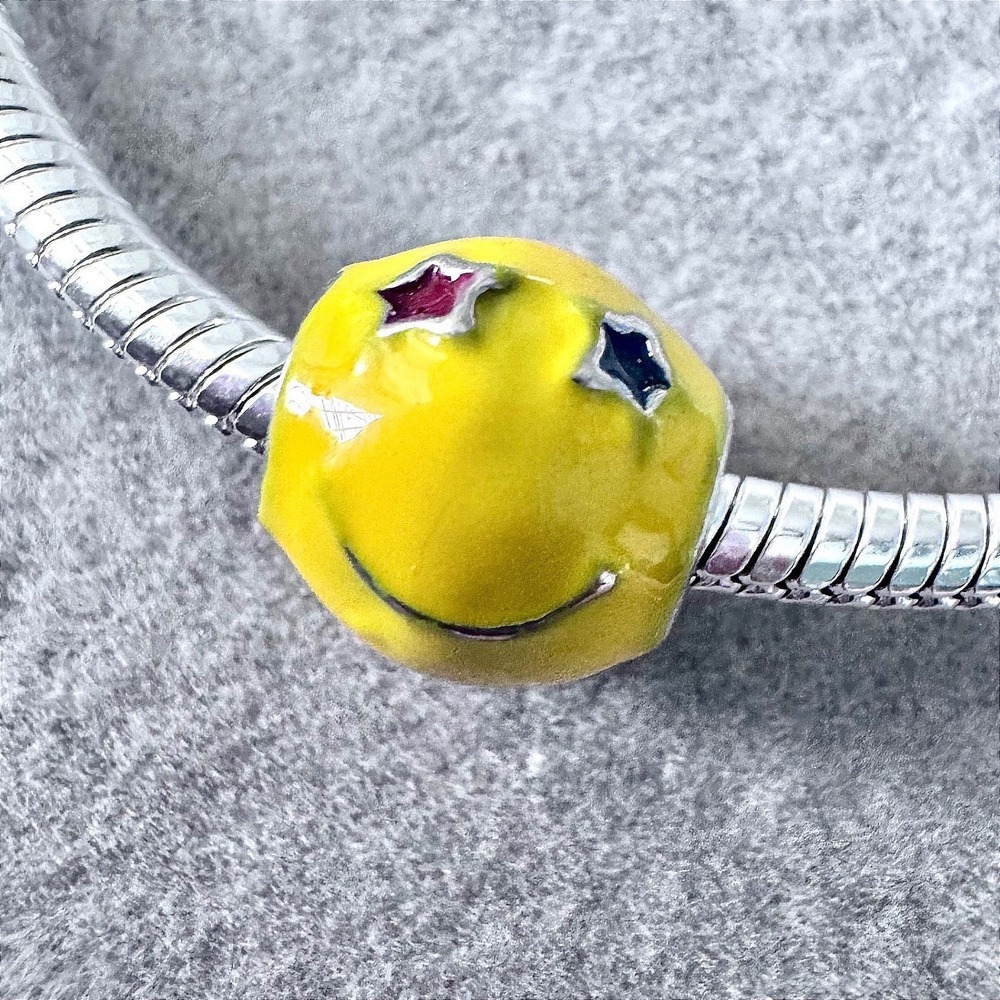 Yellow Smiley Face Charm fits PANDORA